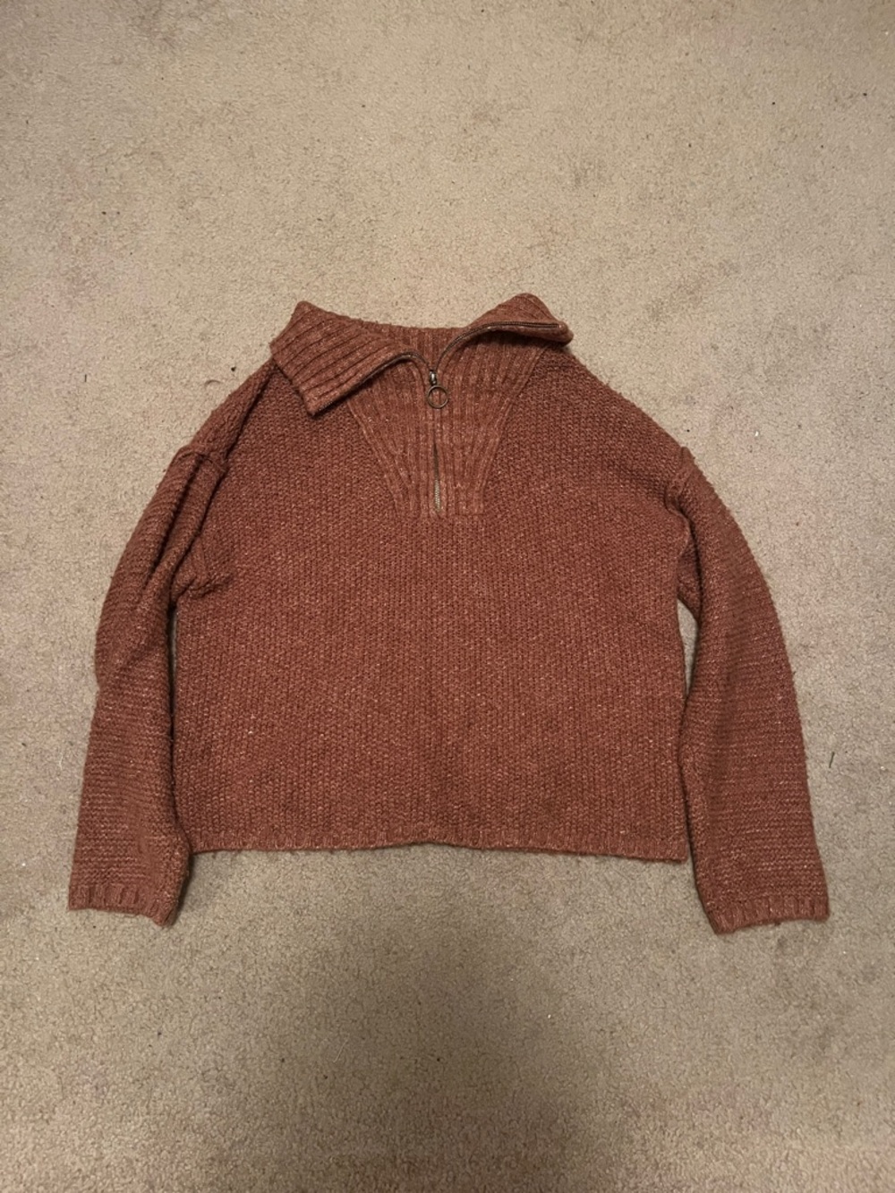 Universal Thread Rust Zip-Front Cowl Sweater